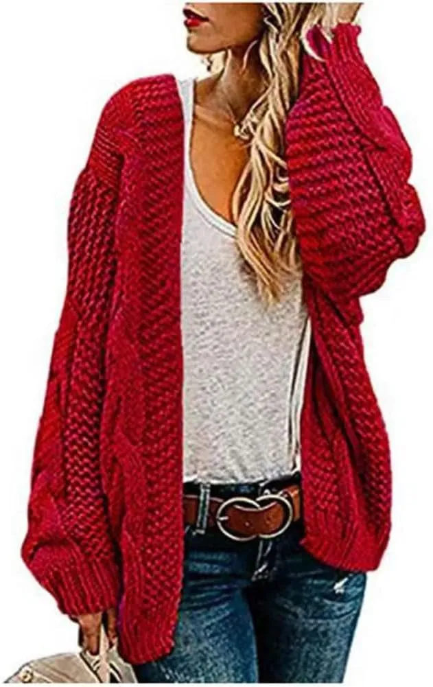 Womens Chunky Cardigan Cable Knit Oversized Coats Open Front Jackets Tops Long Sleeve Sweaters