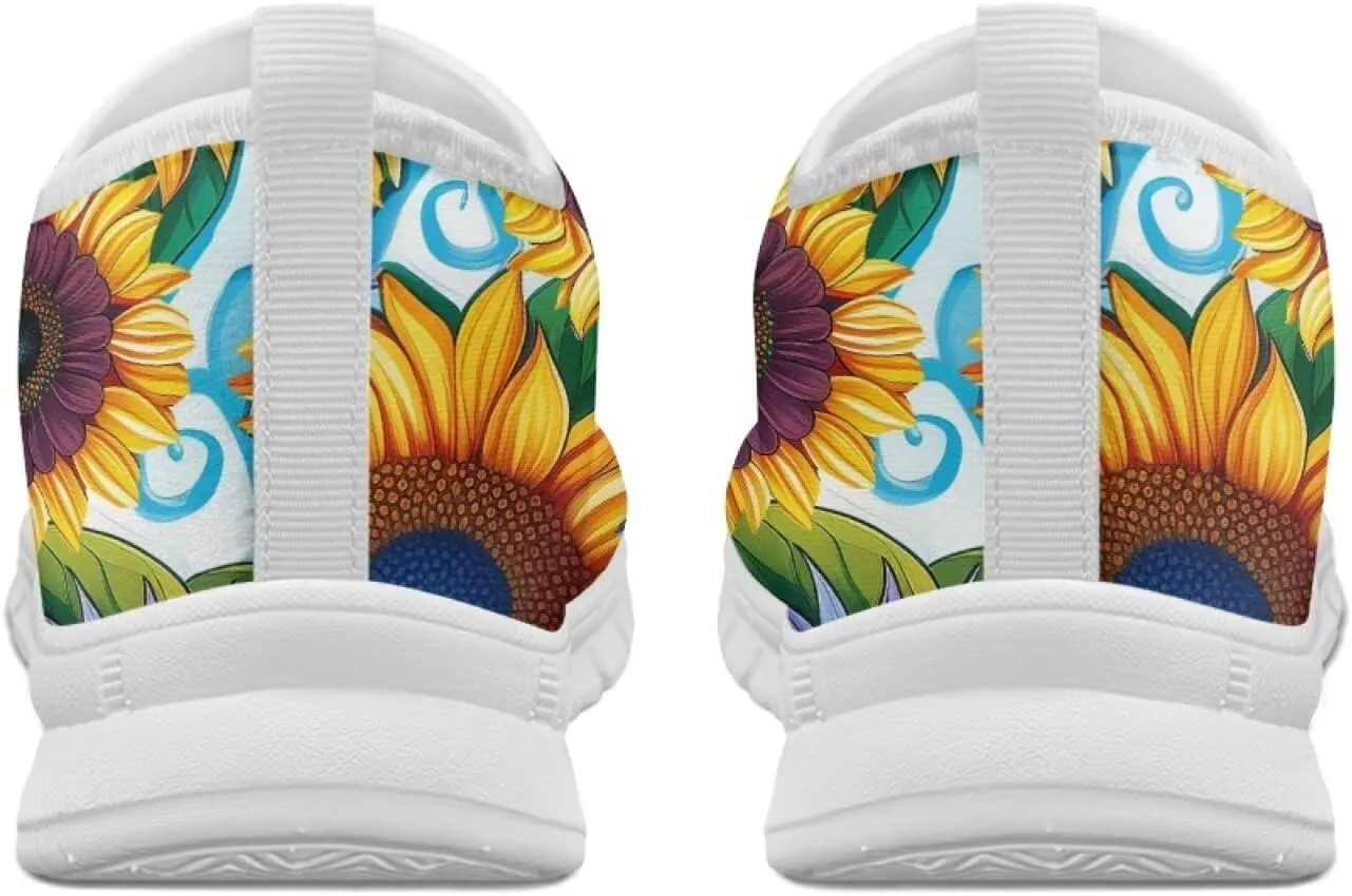 Women's Fashion Sneakers Lightweight Walking Casual Slip Ons Comfortable Flower Print Athletic Travel Shoes