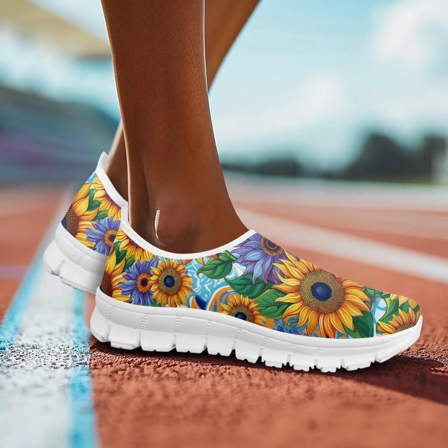 Women's Fashion Sneakers Lightweight Walking Casual Slip Ons Comfortable Flower Print Athletic Travel Shoes