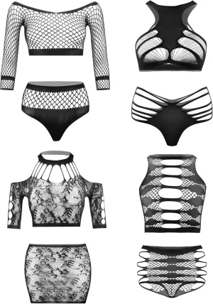 Women's Fishnet Lingerie Lace Stockings Bodysuits Mesh Babydoll for Women