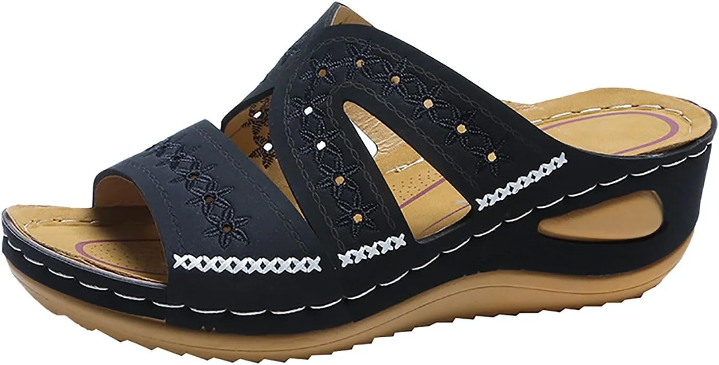 Womens Sandals Comfortable Dressy Wedge Sandals Wide Width Orthopedic Sandals Hollow Out Mesh Casual Sports Sandals