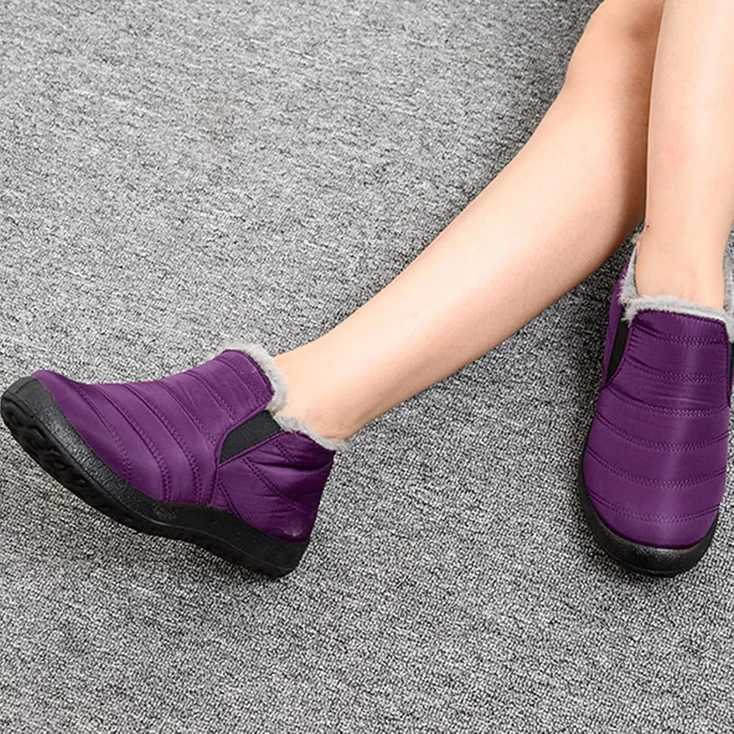 Women's Snow Boots Slip on Womens Size 8.5 Snow Boot Short Winter Boots for Women Wide Waterproof Work Boots for Women Lightweight Botas Negras De Invierno De Mujer