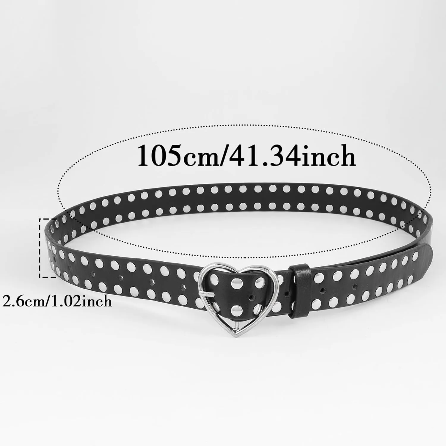 Womens Studded Leather Belt with Detachable Chain Punk Belt Chain Grommet Waist Belts for Jeans Pants