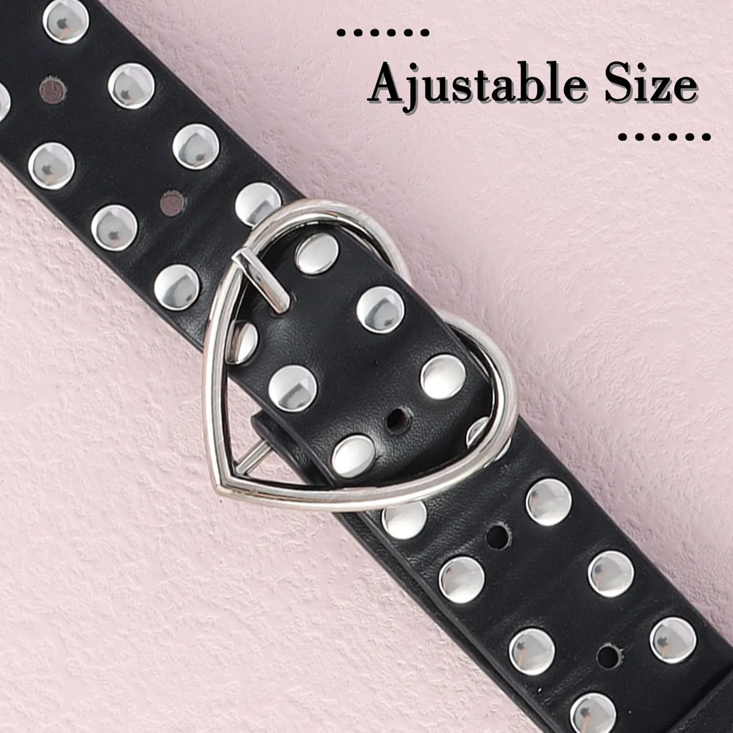 Womens Studded Leather Belt with Detachable Chain Punk Belt Chain Grommet Waist Belts for Jeans Pants