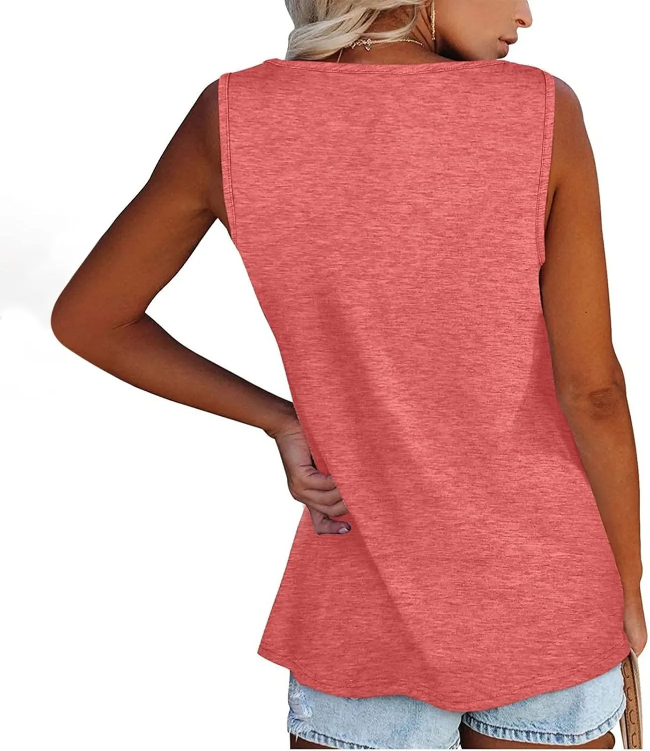 Women's Summer Tops 2025 Vacation Fit Casual Flowy Tank Tops Crew Neck Trendy Sleeveless Top Clothes Outfits