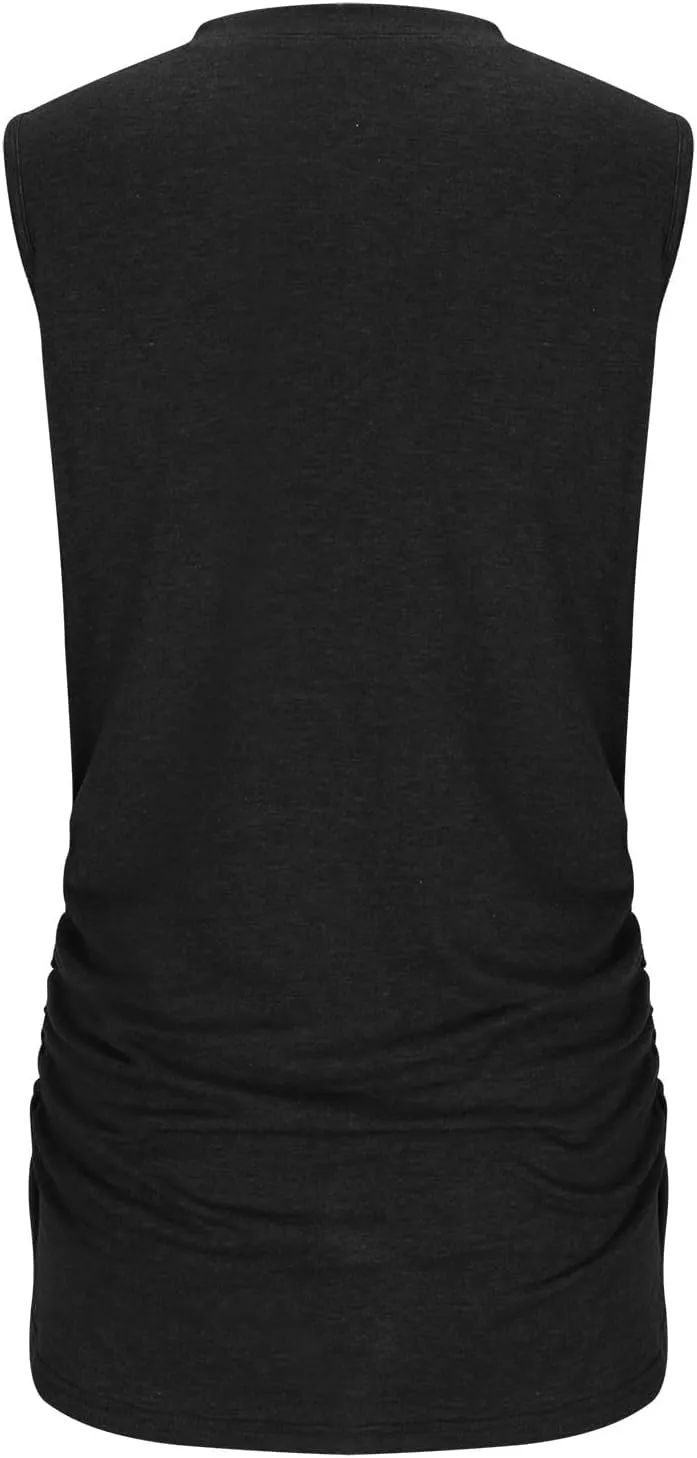 Women's Tank Tops Sleeveless Crew Neck Tee Shirts Summer Solid Color Semi Casual Tops Loose Fit Basic T Shirts