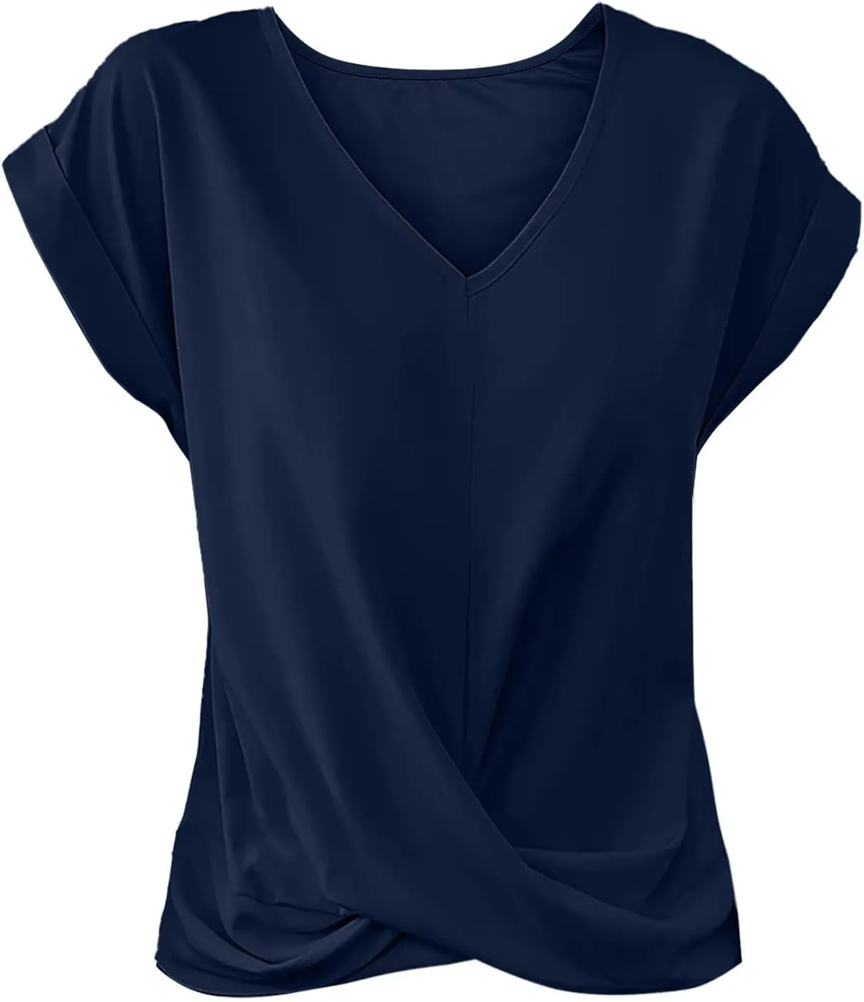 Womens V Neck Summer Tops 2025 Casual Twist Front Blouses Short Sleeve Tshirts Loose Fit Tunic Tops Basic Tee Shirts