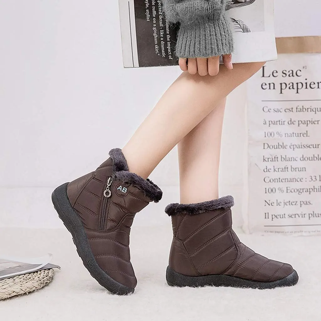 Womens Waterproof Winter Boots Wide Width Womens Snow Boots Size 12 Women's Winter Fur Boots Size 12 Wide Width Outdoor Boots Women Warm Botas Largas De Mujer Para OtoO-Invierno