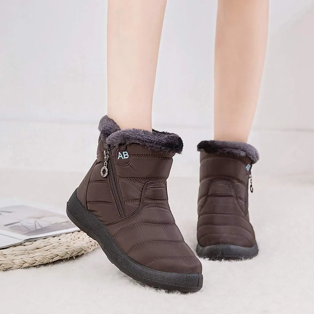 Womens Waterproof Winter Boots Wide Width Womens Snow Boots Size 12 Women's Winter Fur Boots Size 12 Wide Width Outdoor Boots Women Warm Botas Largas De Mujer Para OtoO-Invierno