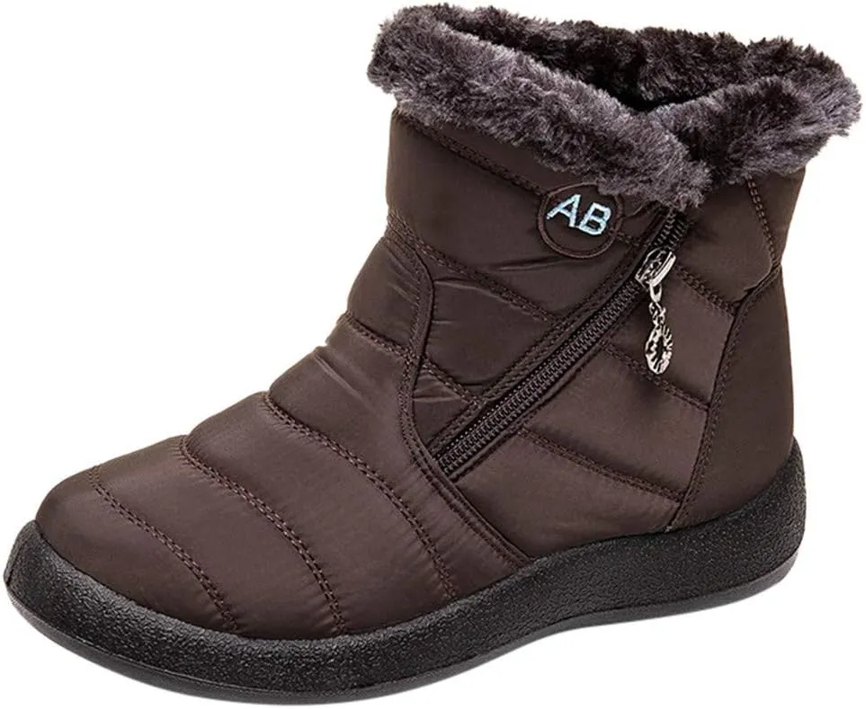 Womens Waterproof Winter Boots Wide Width Womens Snow Boots Size 12 Women's Winter Fur Boots Size 12 Wide Width Outdoor Boots Women Warm Botas Largas De Mujer Para OtoO-Invierno