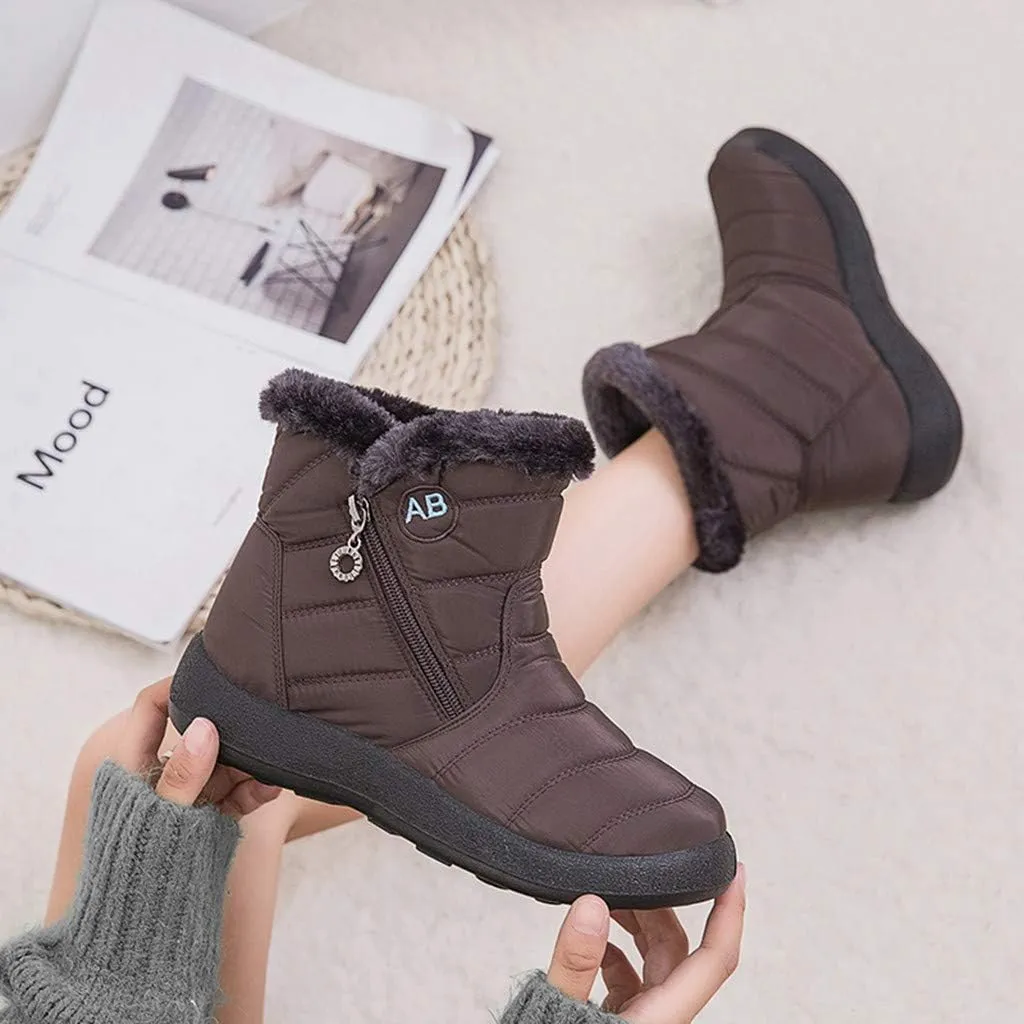 Womens Waterproof Winter Boots Wide Width Womens Snow Boots Size 12 Women's Winter Fur Boots Size 12 Wide Width Outdoor Boots Women Warm Botas Largas De Mujer Para OtoO-Invierno
