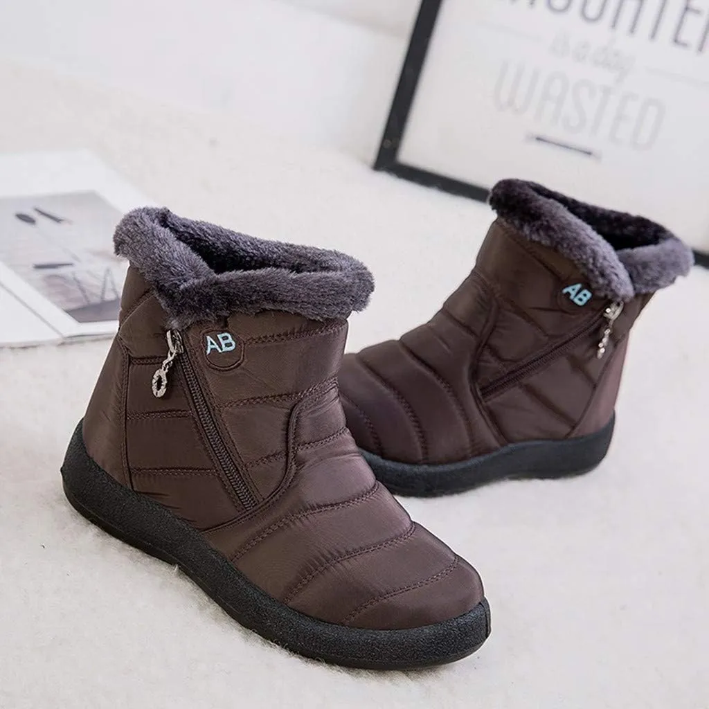 Womens Waterproof Winter Boots Wide Width Womens Snow Boots Size 12 Women's Winter Fur Boots Size 12 Wide Width Outdoor Boots Women Warm Botas Largas De Mujer Para OtoO-Invierno
