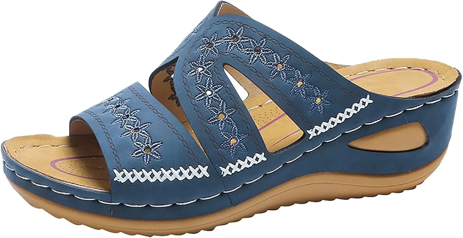 Womens Wedge Sandals Dressy Sandal Casual Slip on Summer Shoes Orthopedic Sandals Lightweight Platform Shoe