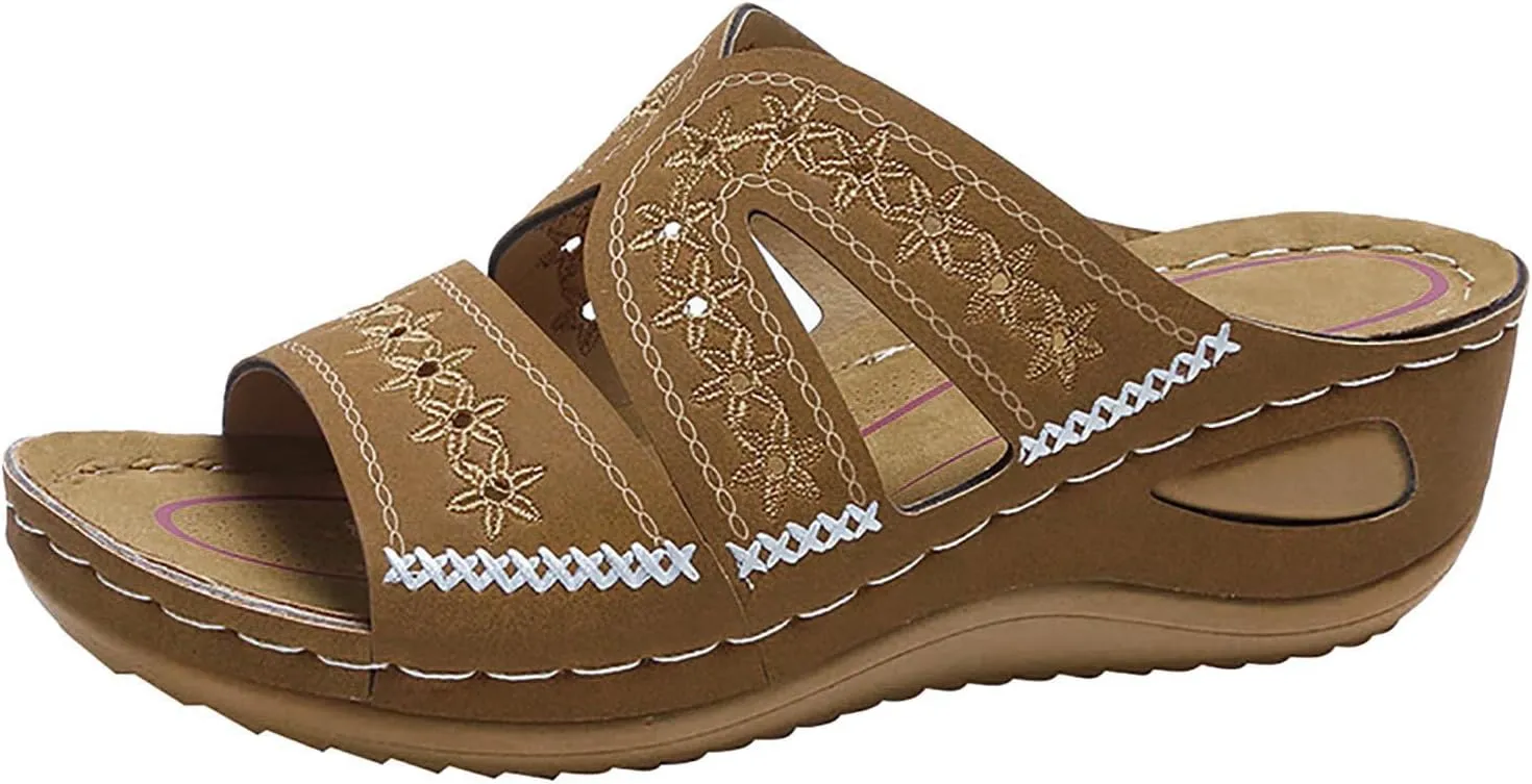 Womens Wedge Sandals Dressy Sandal Casual Slip on Summer Shoes Orthopedic Sandals Lightweight Platform Shoe
