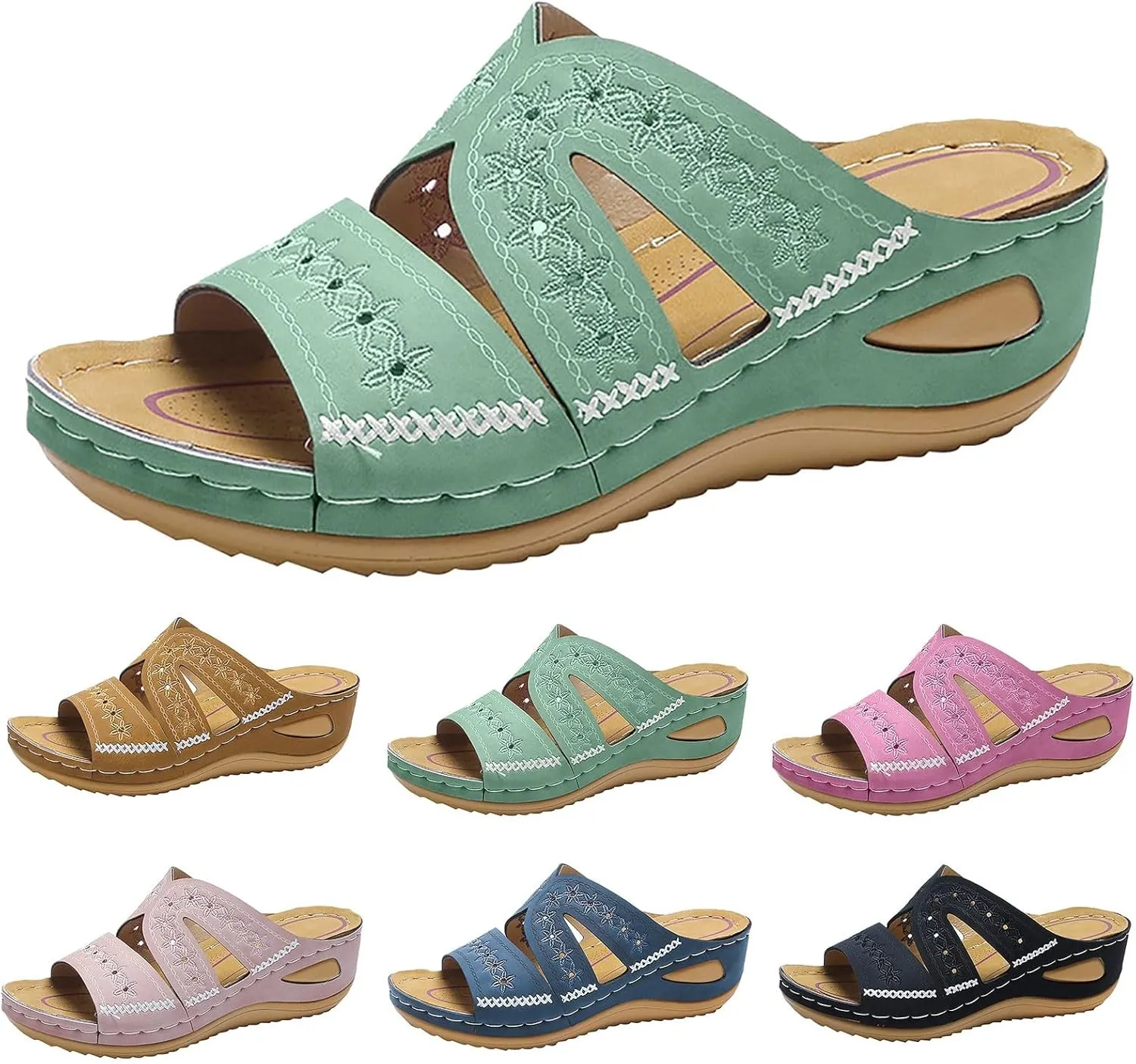 Womens Wedge Sandals Dressy Sandal Casual Slip on Summer Shoes Orthopedic Sandals Lightweight Platform Shoe