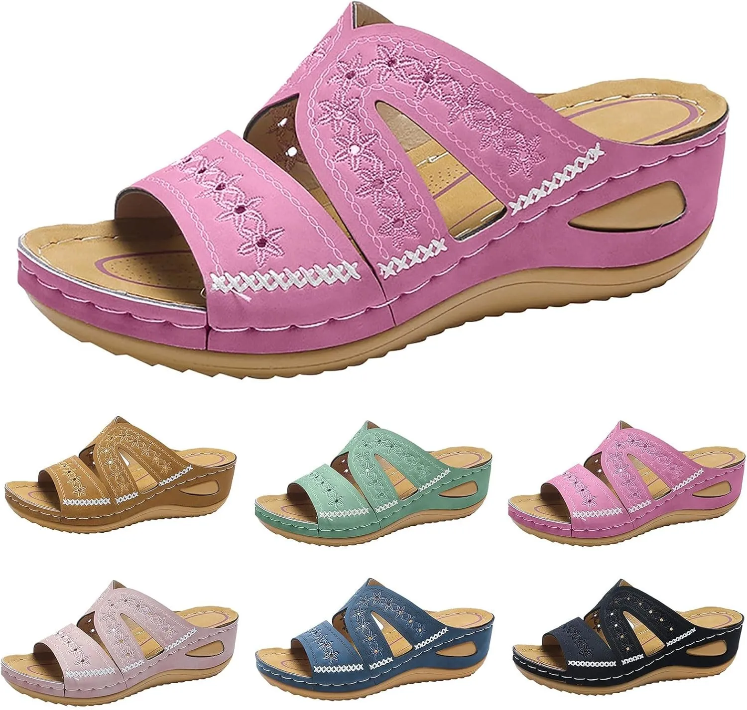 Womens Wedge Sandals Dressy Sandal Casual Slip on Summer Shoes Orthopedic Sandals Lightweight Platform Shoe
