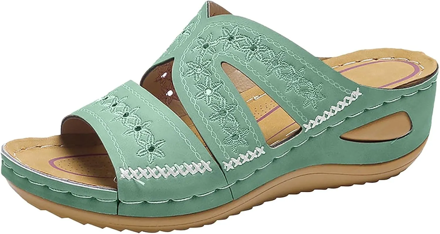 Womens Wedge Sandals Dressy Sandal Casual Slip on Summer Shoes Orthopedic Sandals Lightweight Platform Shoe