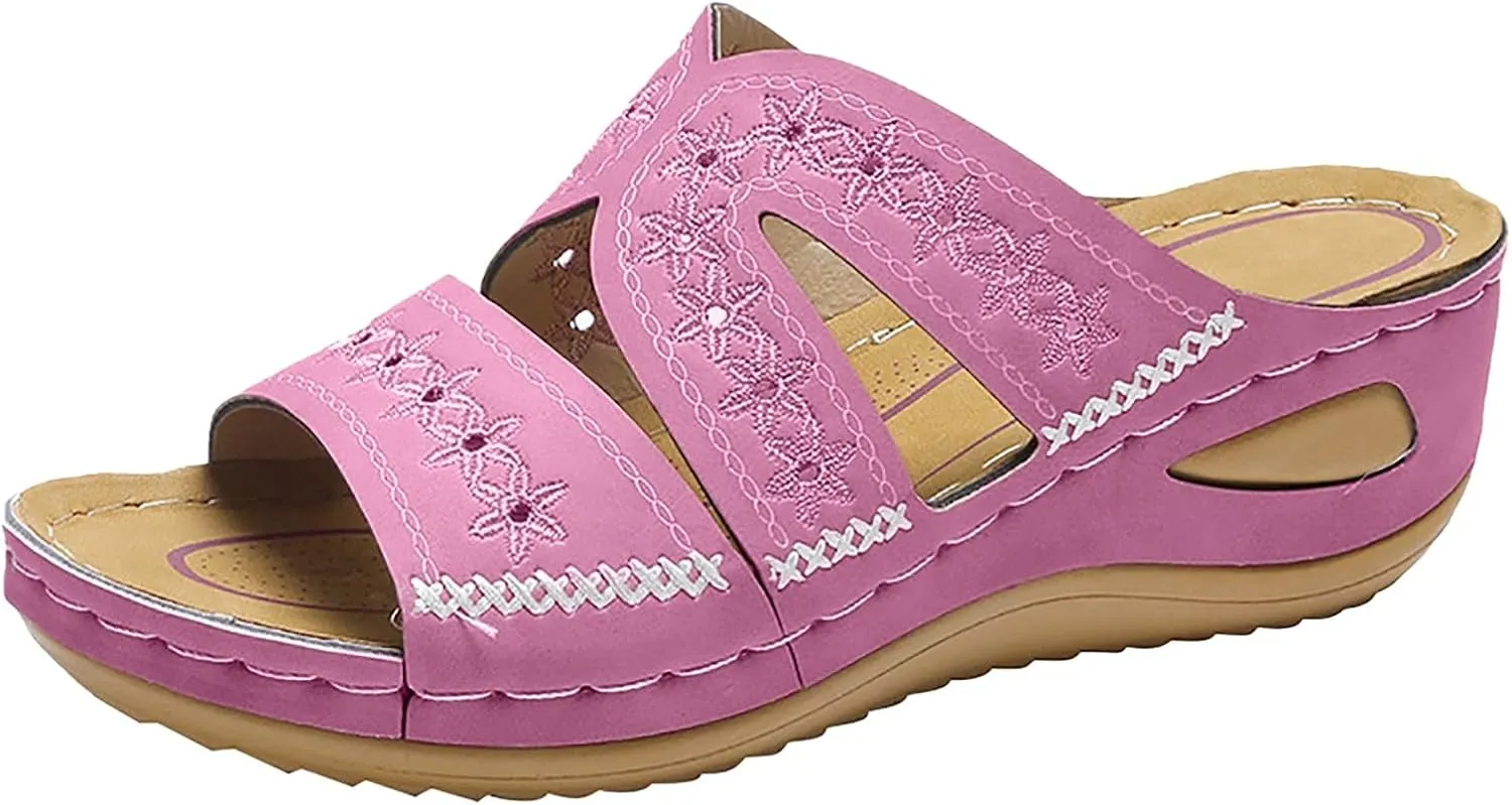 Womens Wedge Sandals Dressy Sandal Casual Slip on Summer Shoes Orthopedic Sandals Lightweight Platform Shoe