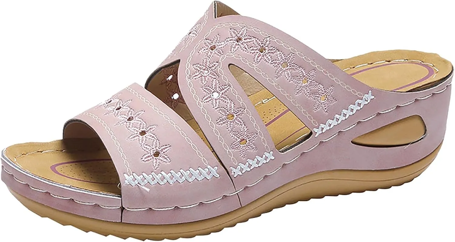 Womens Wedge Sandals Dressy Sandal Casual Slip on Summer Shoes Orthopedic Sandals Lightweight Platform Shoe