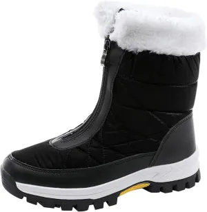Womens Winter Snow Boots Ankle Snow Booties Warm Fur Lined Winter Boots Anti Slip Lug Sole Waterproof Hiking Boots