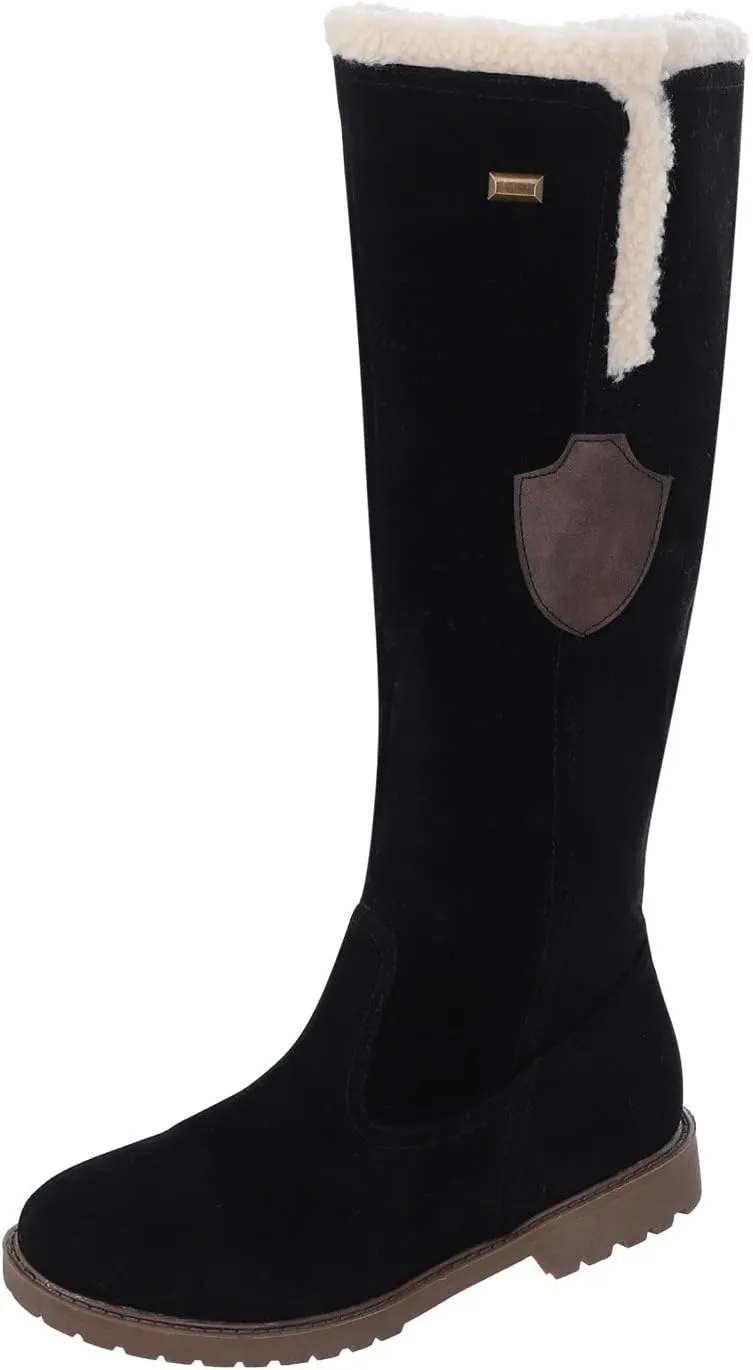 Womens Winter Snow Boots Fur Lined Warm Ankle Boots Womens Tall Slip on Snow Boots Fashion Winter Boots for Women 2023 Women Winter Boots Women Casual Warm Platform High Heels Botas Para Nieve Mujer