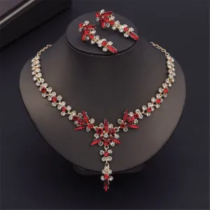 Wvapzxx Crystal Bridal Jewelry Sets For Women Wedding Earring Necklace Set Bride Jewelry Sets Costume Accessories