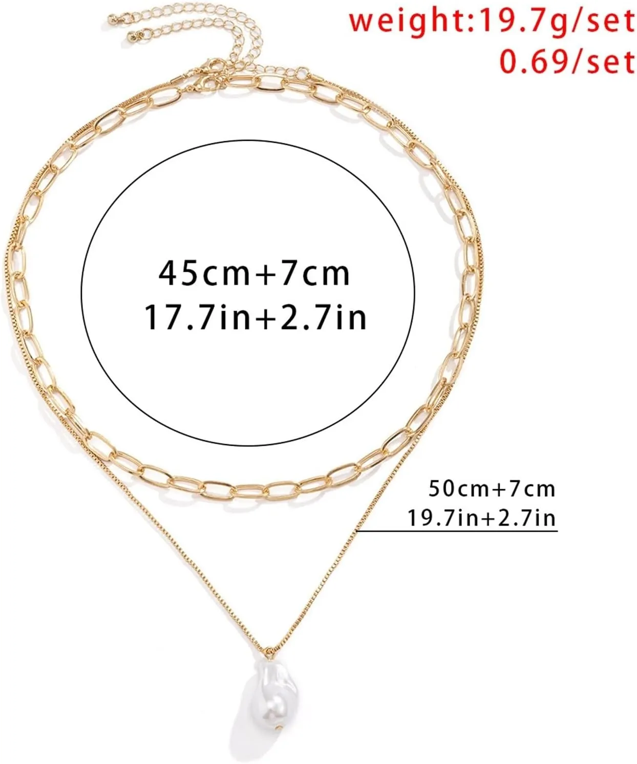 Wycian Bohemian Jewelry for Women Necklace, Necklace Chains Layers Irregular Pearl Jewelry for Women Women Necklace