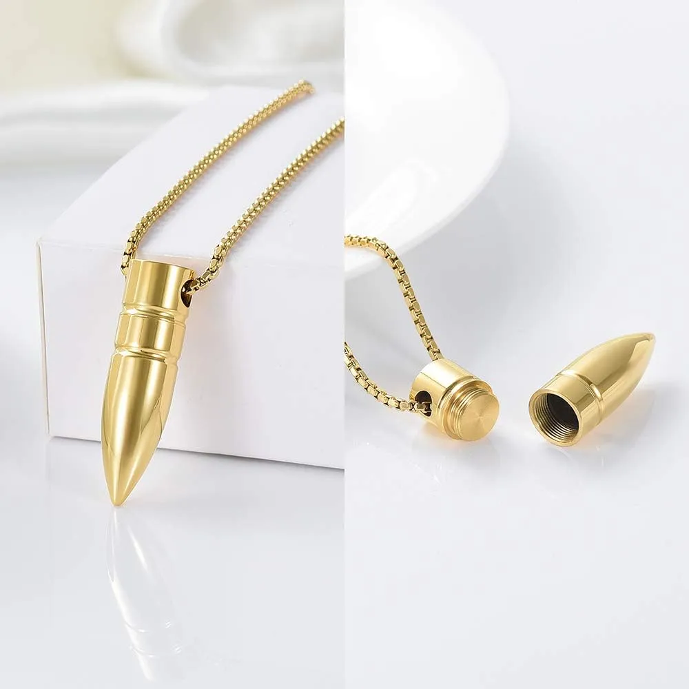 zeqingjw Bullet Urn Necklace for Ashes Memorial Cremation Jewelry Ash Holder Keepsake Jewelry for Pet/Human