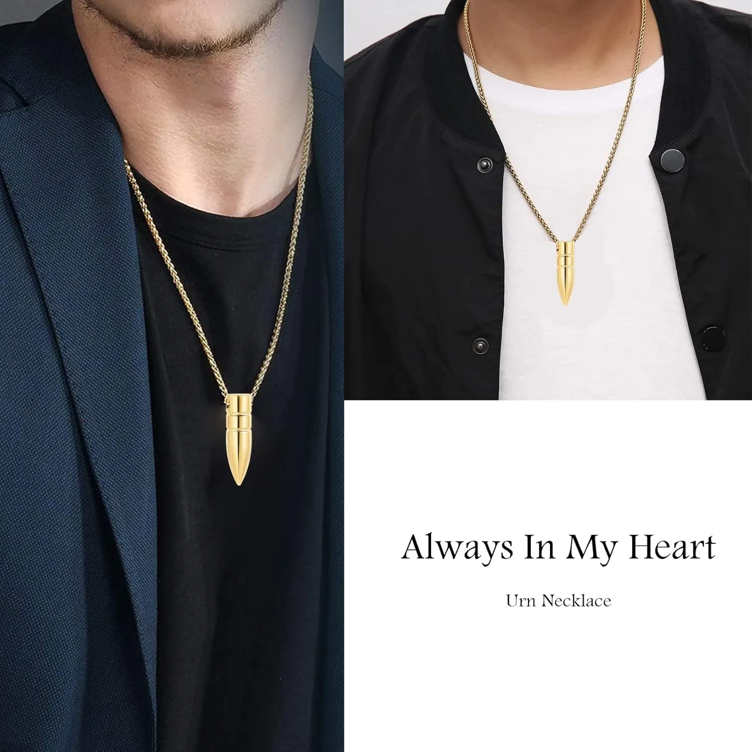 zeqingjw Bullet Urn Necklace for Ashes Memorial Cremation Jewelry Ash Holder Keepsake Jewelry for Pet/Human