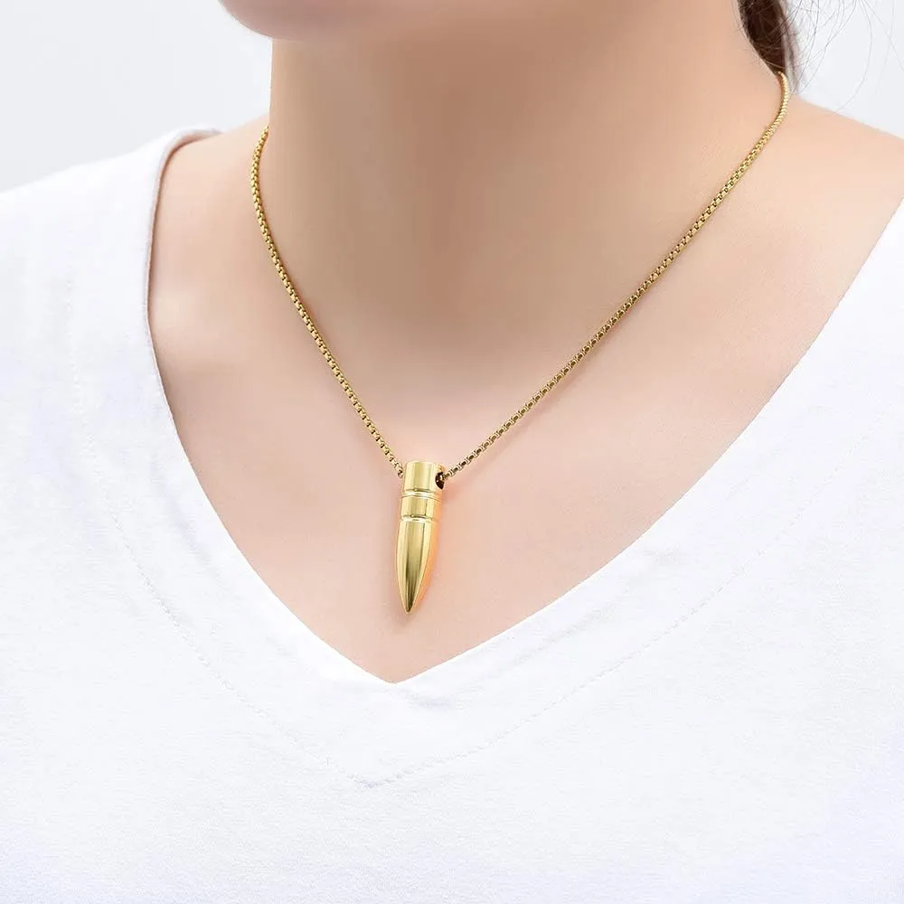 zeqingjw Bullet Urn Necklace for Ashes Memorial Cremation Jewelry Ash Holder Keepsake Jewelry for Pet/Human